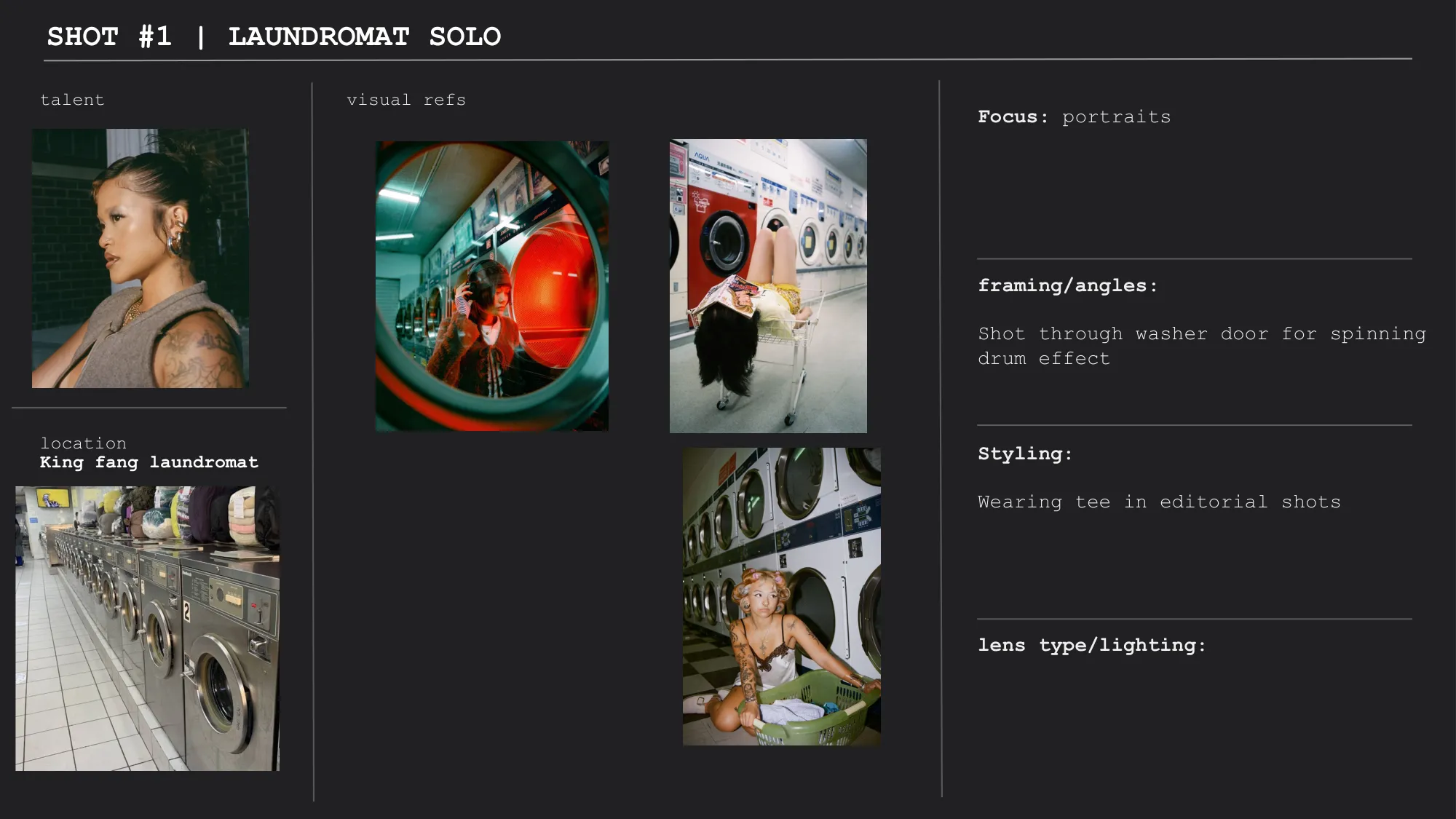 Arthur Midianga — Shot list and schedule